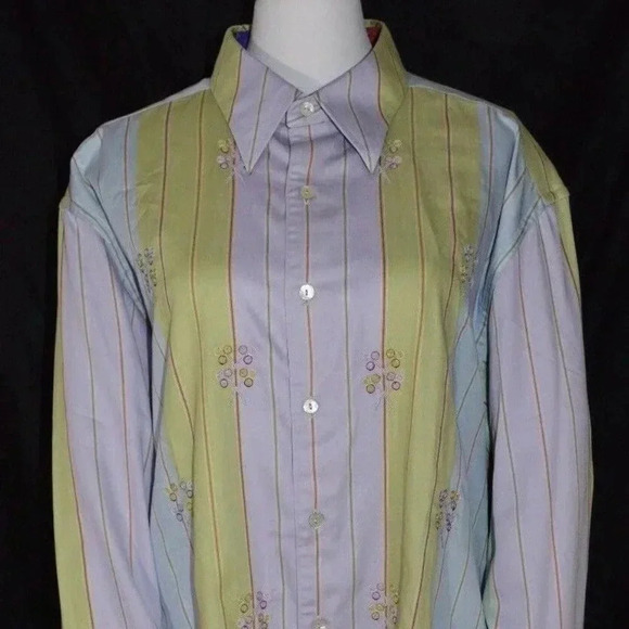 Robert Graham Pastel Multi-Color Striped Floral - Picture 1 of 8